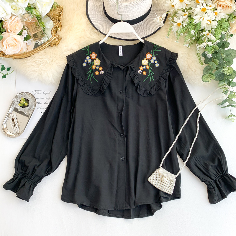 Hímzéssel és gallérral ellátott női ing több színben