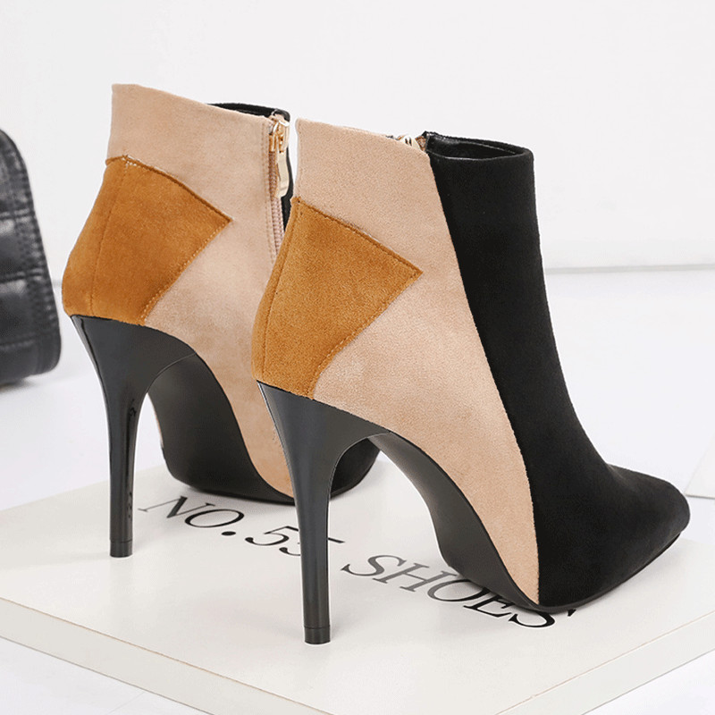 Öko velúrból készült modern női csizma vékony sarokkal, két színben