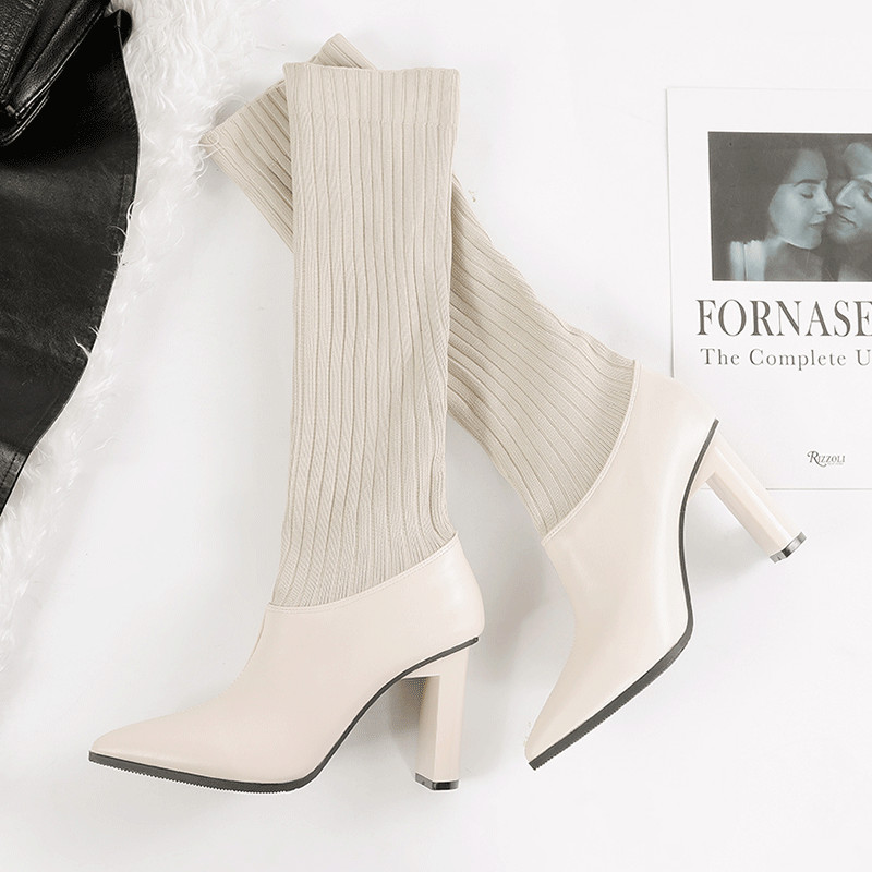 Modern női csizma négy színben zokni típusú