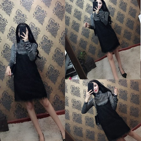 Elegáns női ruha vékony pántokkal és rojtokkal