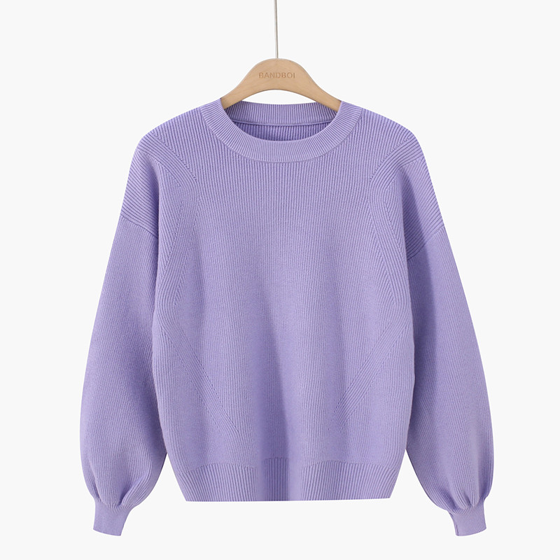 Μοντέρνο γυναικείο πουλόβερ  με λαιμόκοψη O - πολλά χρώματα