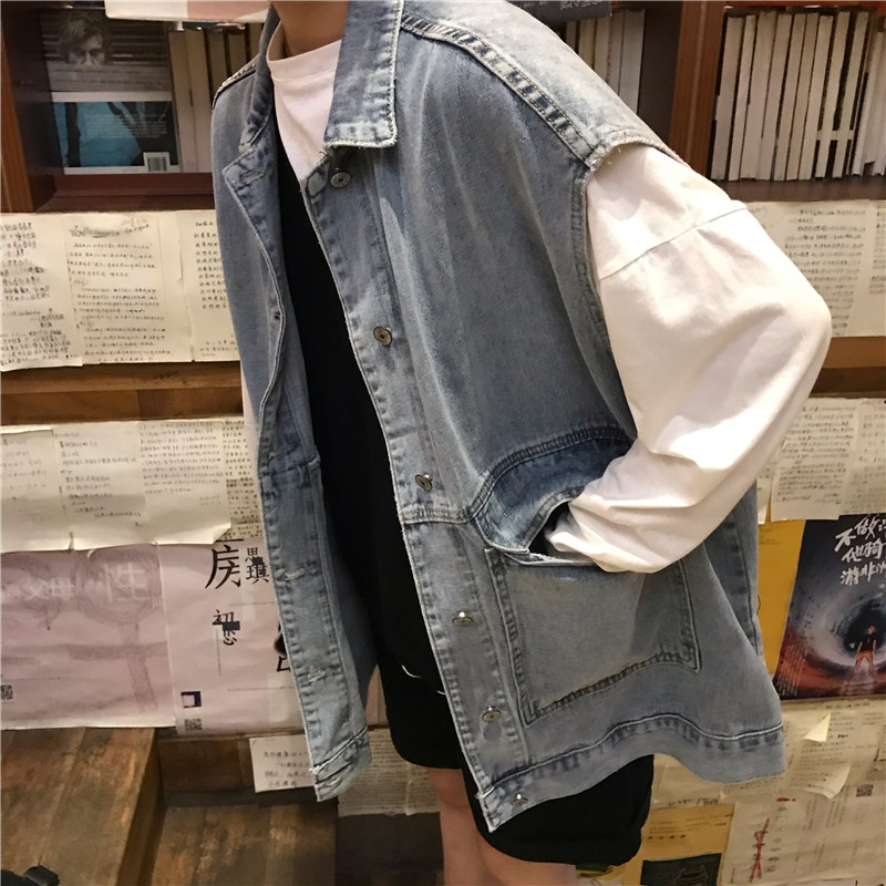 Női hosszú farmermellény két színben