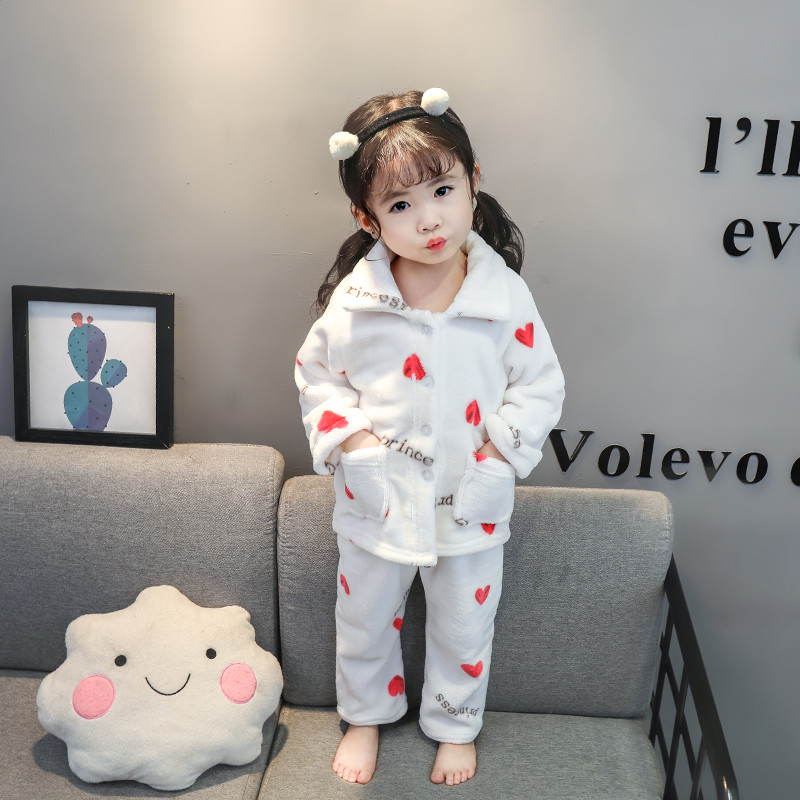 Pijamale pentru fete pentru copii roz și alb în două părți