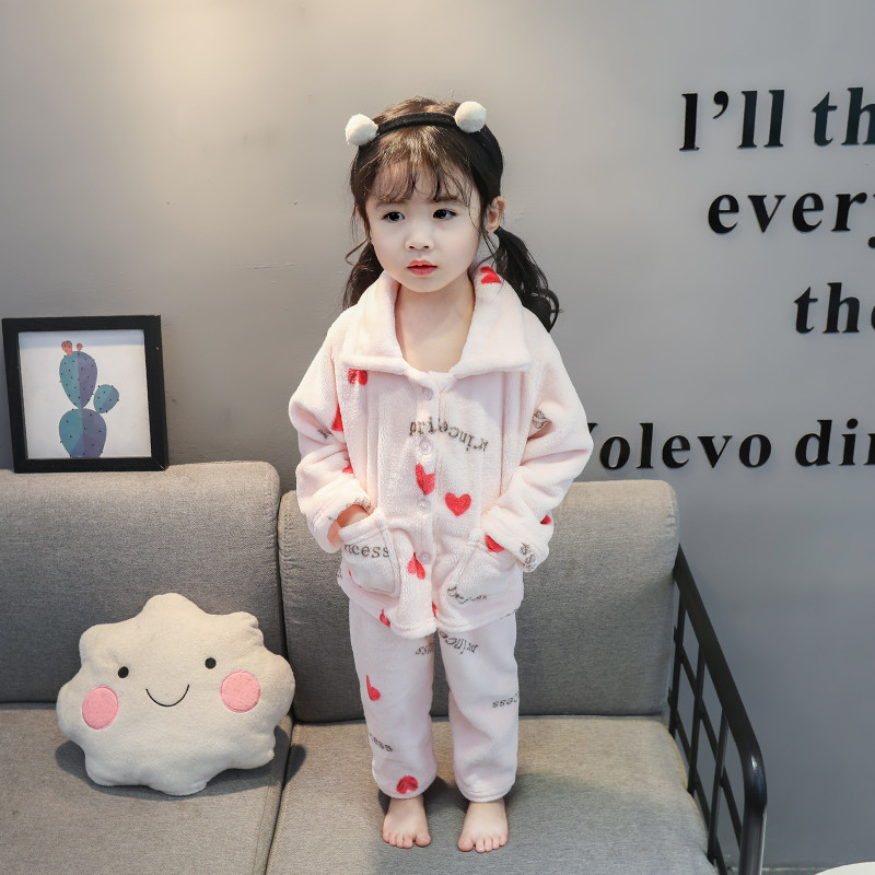 Pijamale pentru fete pentru copii roz și alb în două părți