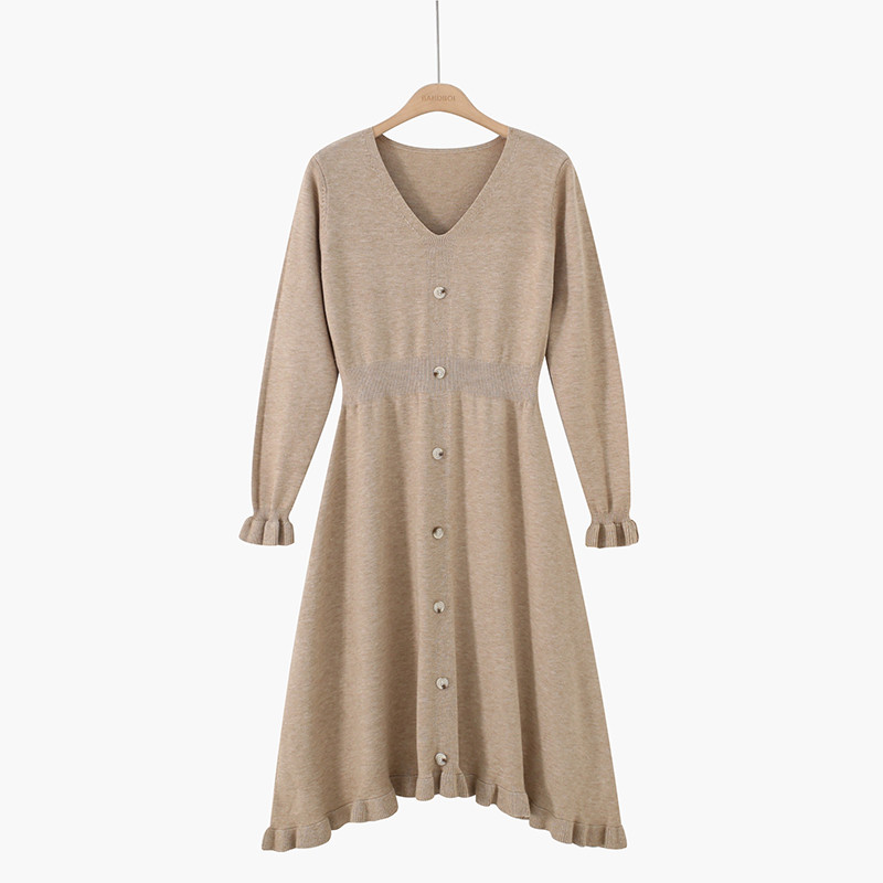 Μοντέρνο γυναικείο ασύμμετρο φόρεμα με μακριά μανίκια σε διάφορα χρώματα