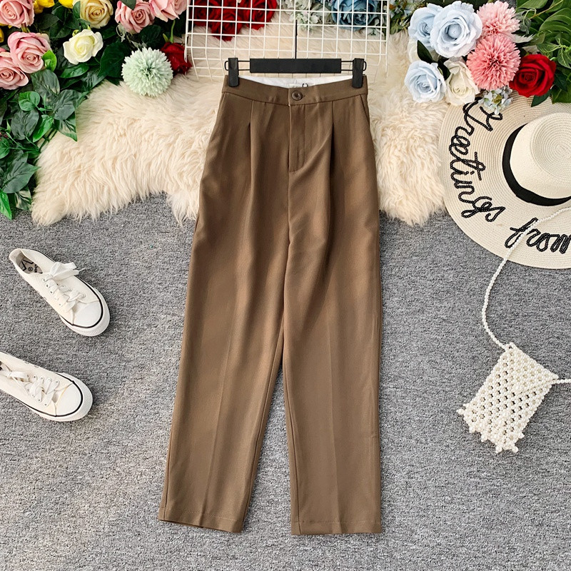 Μοντέρνα  γυναικεία παντελόνια  με ψηλή μέση σε διαφορετικά χρώματα