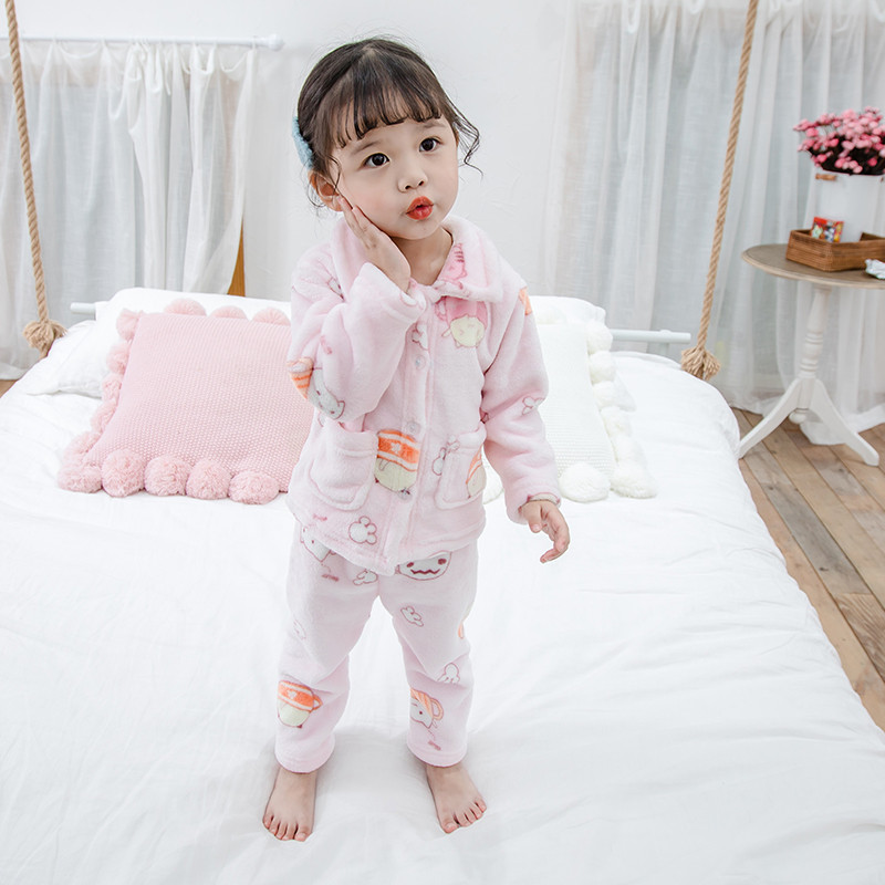 Pijamale pentru fete pentru copii in albastru si roz cu buzunare