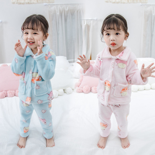 Παιδική πιτζάμα για κορίτσια σε μπλε και ροζ χρώμα με τσέπες