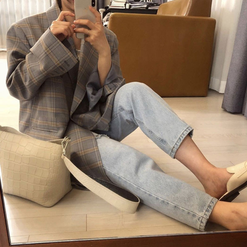 Női hosszú kockás kabát két színben