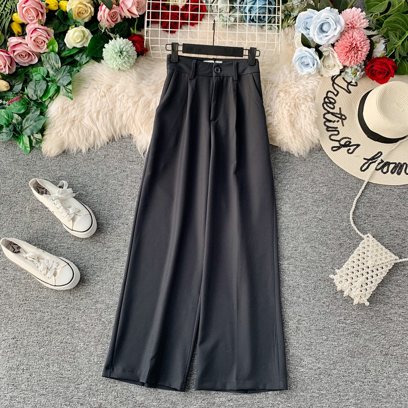 Μοντέρνο γυναικείο μακρύ παντελόνι  με ψηλή μέση - φαρδύ μοντέλο