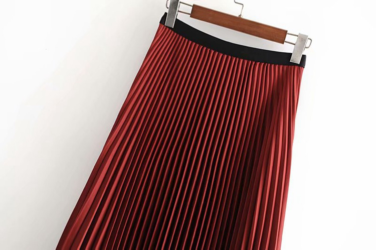 Fusta lunga plisata asimetrica cu talie elastica