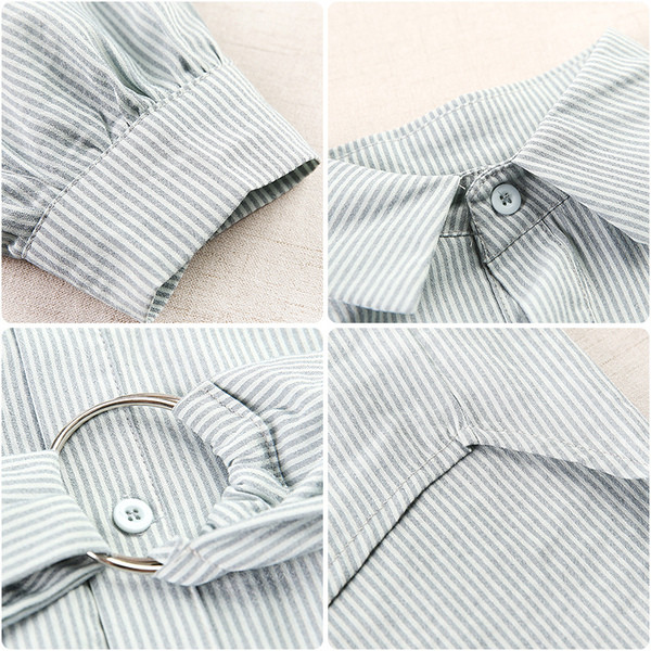 Aszimmetrikus női ingmodell, derekán övvel, zöld és rózsaszín színben