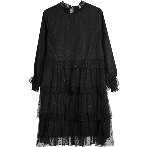 Modern női téli ruha, fekete színű tüllvel