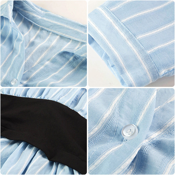 Női csíkos ing, derekán övvel