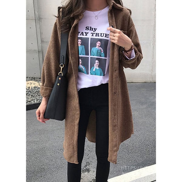 Női hosszú kabát - ing típusú szürke és barna színben