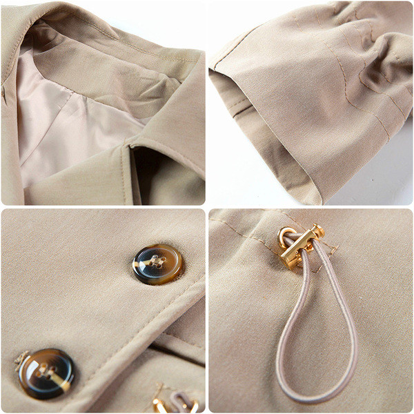 Női őszi kabát spitz nyakkivágással - rövid fekete és bézs modell