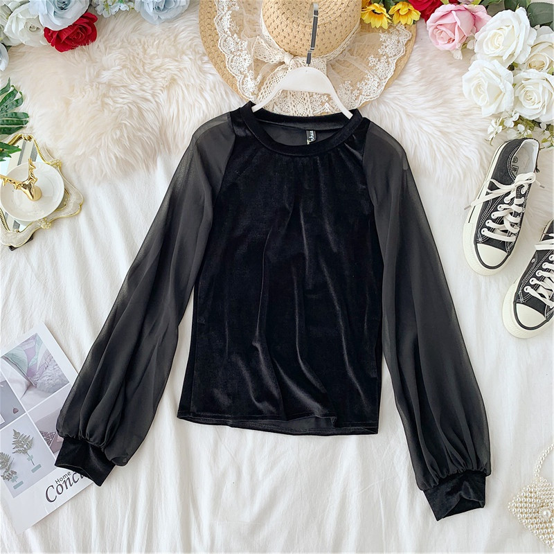 Μοντέρνα γυναικεία μπλούζα βελούδο με ζωικό πριντ