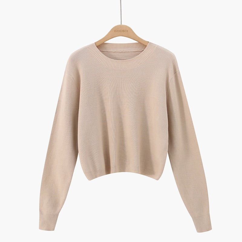 Női pulóver új modellje O-nyakkal, több színben