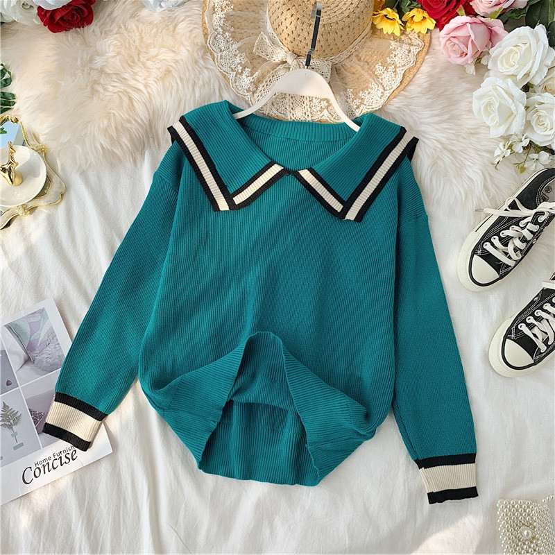 Γυναικείο καθημερινό  μακρυμάνικο πουλόβερ σε πράσινο χρώμα