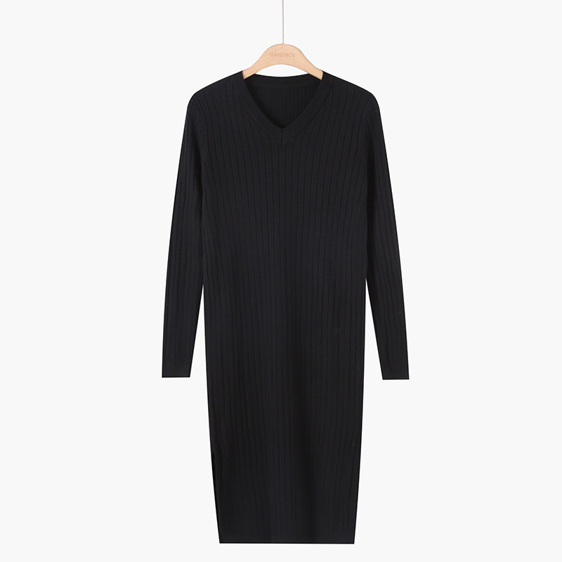 Modern női ruha hosszú ujjú, spitz nyakkivágással több színben