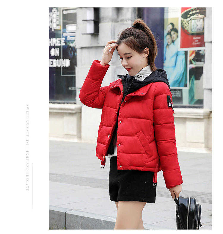 Modern női rövid kabát kapucnival, különböző színekben