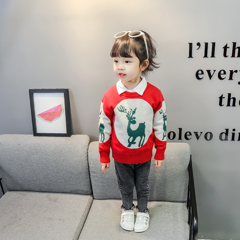 Gyerek pulóver lányoknak zöld és piros színben, rátéttel