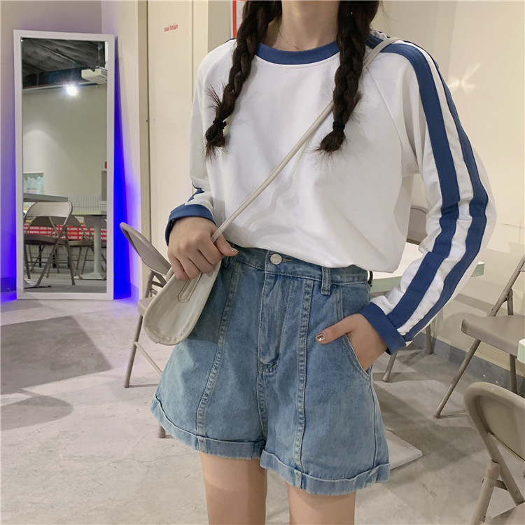 Női blúz két színben, kerek nyakkivágással