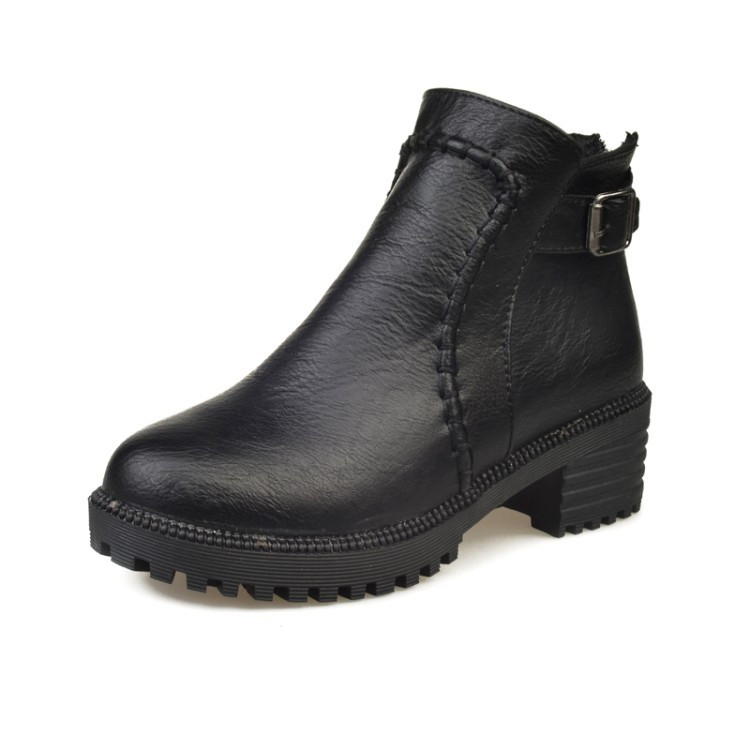 Ghete de dama moderne cu catarama din imitatie de piele in doua culori