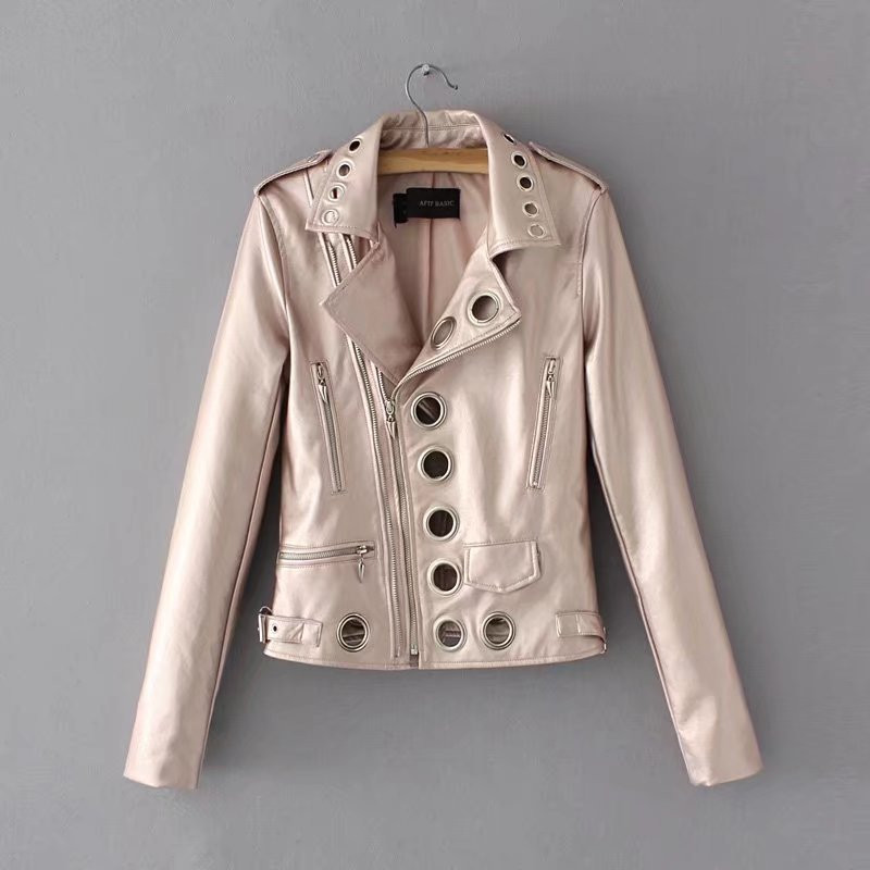 Modern női bőrkabát cipzárral és zsebbel több színben