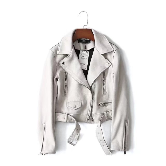 Öko velúrból készült modern női kabát övvel és cipzárral több színben