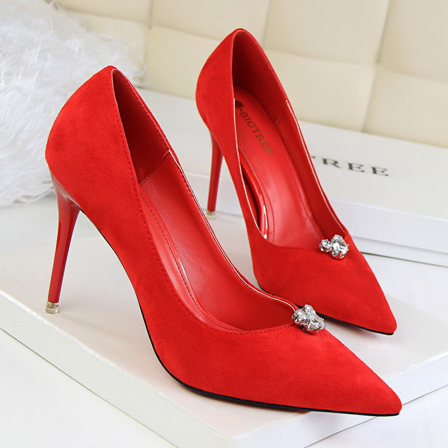 Pantofi de dama eleganti cu toc inalt cu pietre in mai multe culori