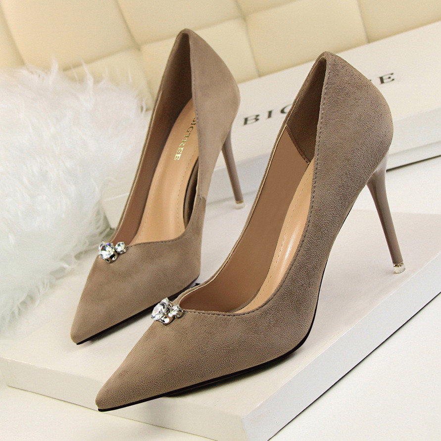 Pantofi de dama eleganti cu toc inalt cu pietre in mai multe culori