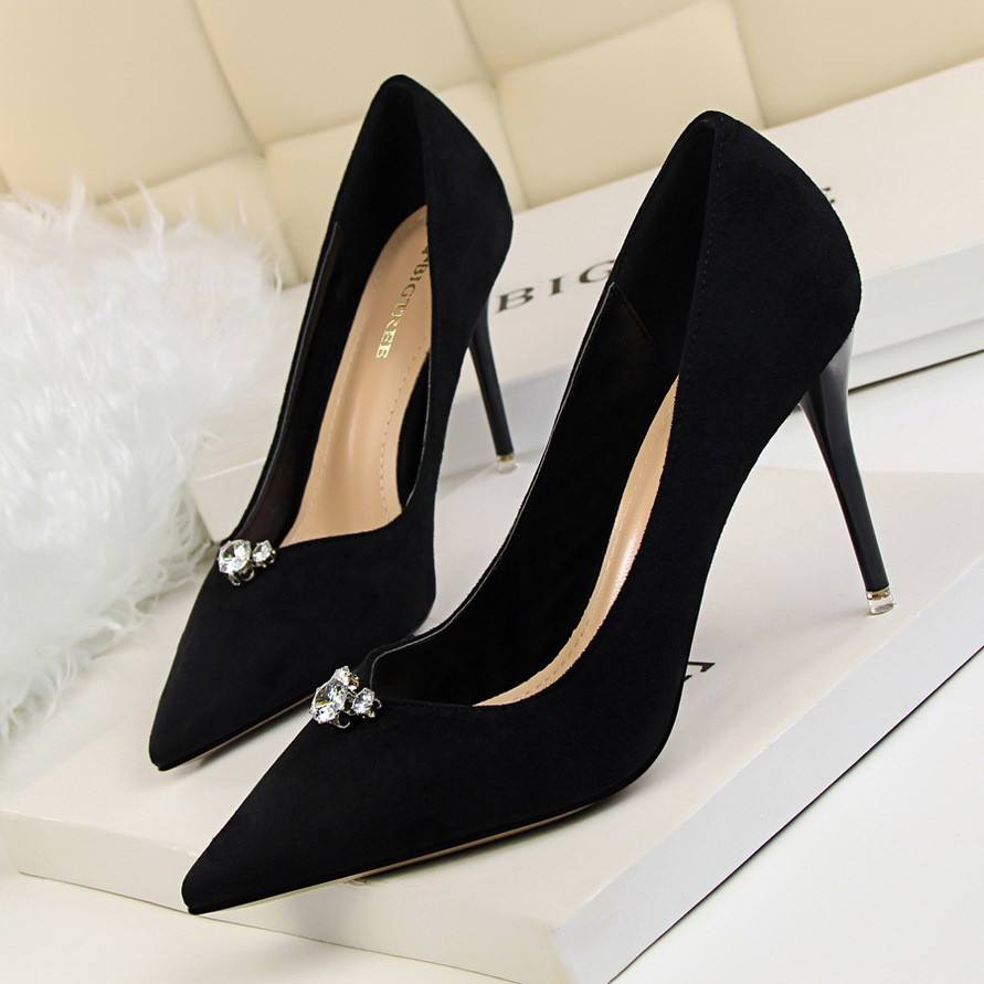 Pantofi de dama eleganti cu toc inalt cu pietre in mai multe culori