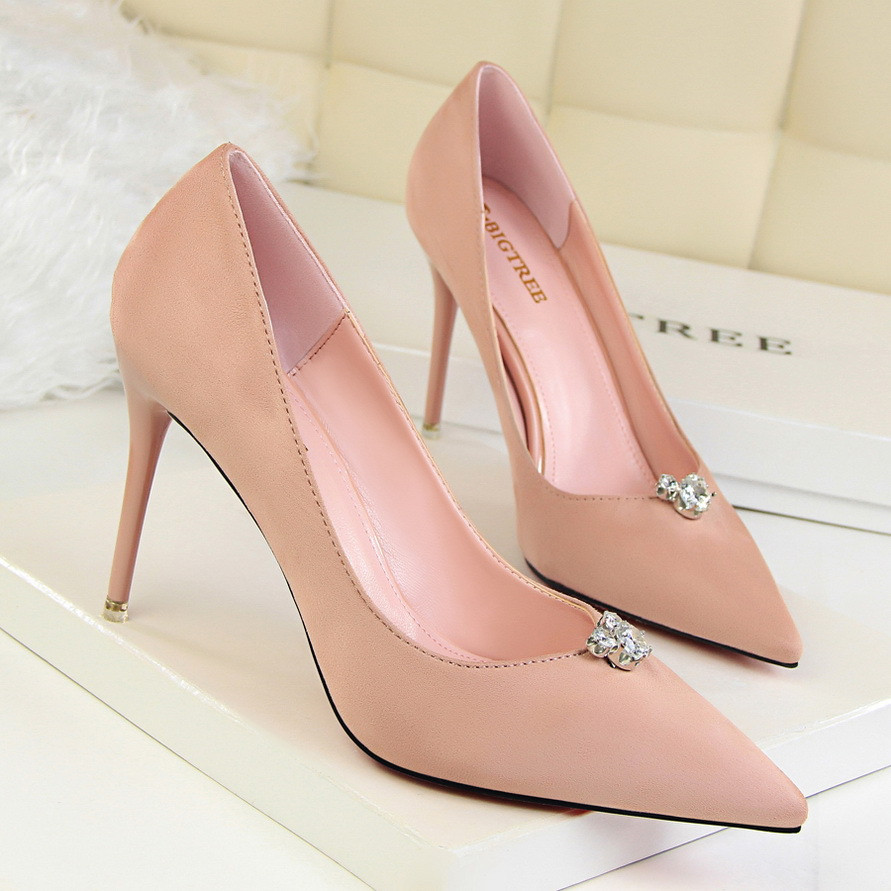 Pantofi de dama eleganti cu toc inalt cu pietre in mai multe culori