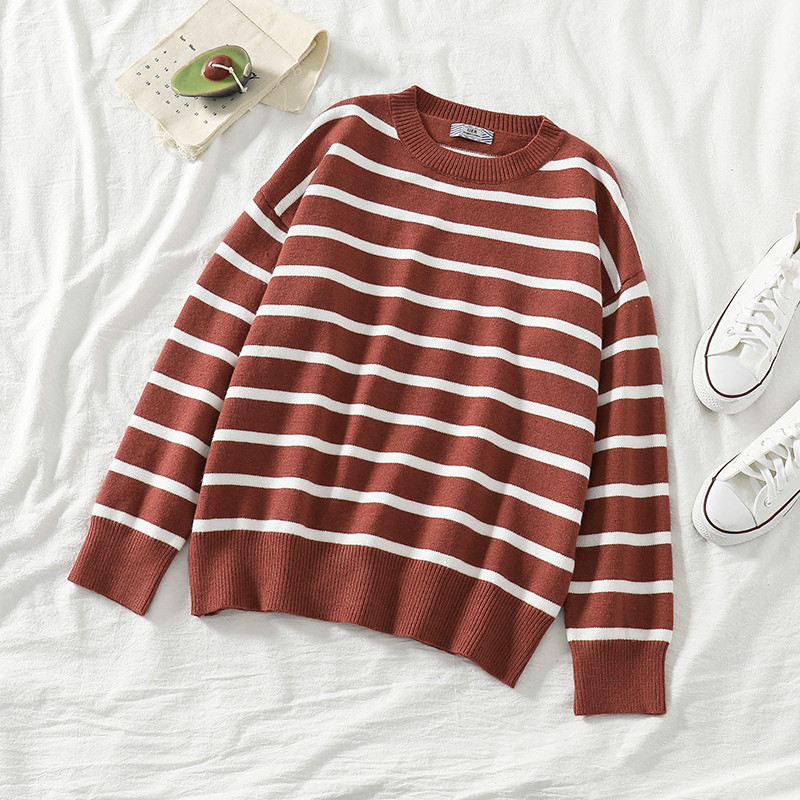 Γυναικεία ριγέ πουλόβερ σε δύο χρώματα