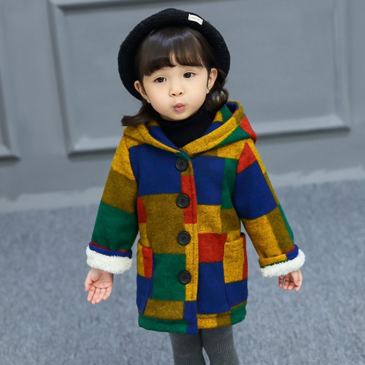 Νέο μοντέλο έγχρωμο παιδικόι μπουφάν ε κουμπιά και κουκούλα για κορίτσια