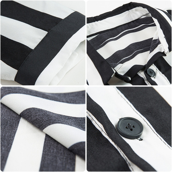 Csíkos női ing széles modell fekete-fehér színben