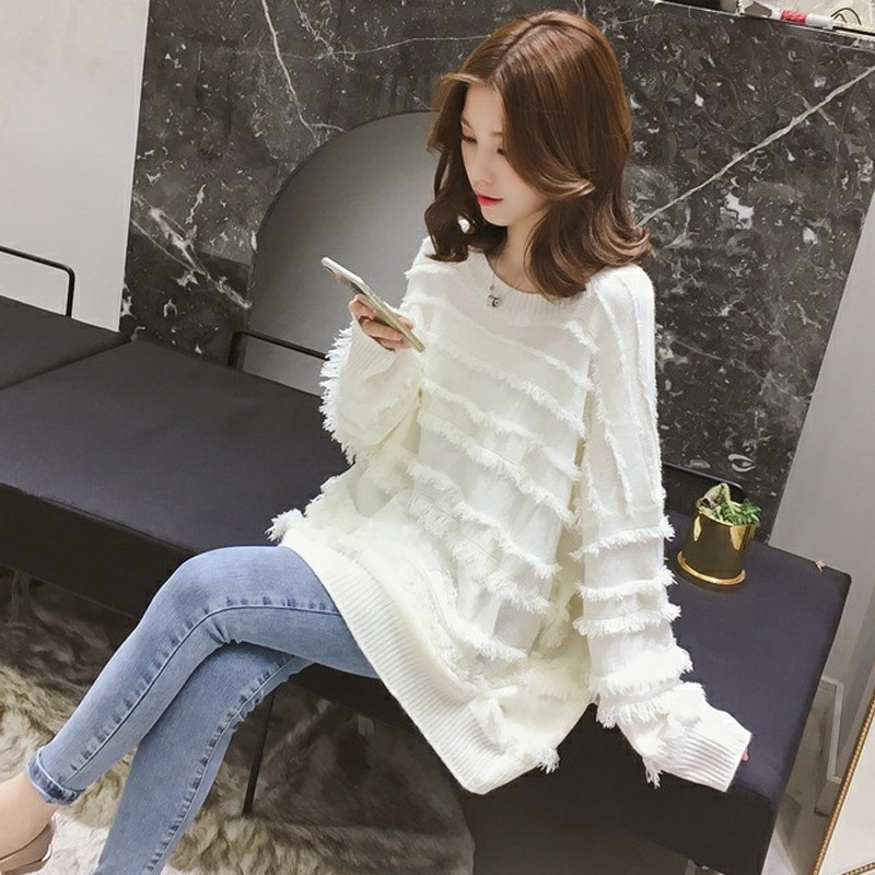 Κομψό μοντέλο γυναικείου πουλόβερ σε μπλε, λευκό και ροζ χρώμα