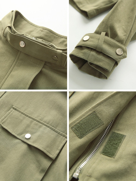 Geaca casual dama cu buzunare - model larg in verde si maro