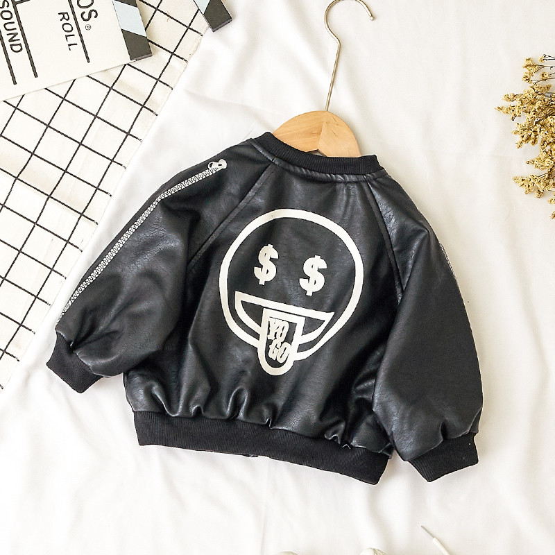 Modern gyerek kabát fiúknak három színben, öko bőrből