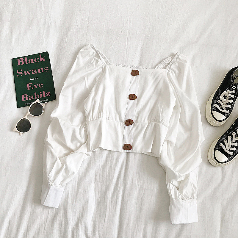 Bluză casual de damă cu mâneci lungi și nasturi în trei culori