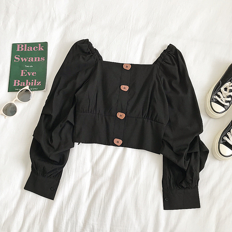 Bluză casual de damă cu mâneci lungi și nasturi în trei culori