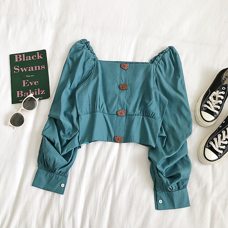 Bluză casual de damă cu mâneci lungi și nasturi în trei culori