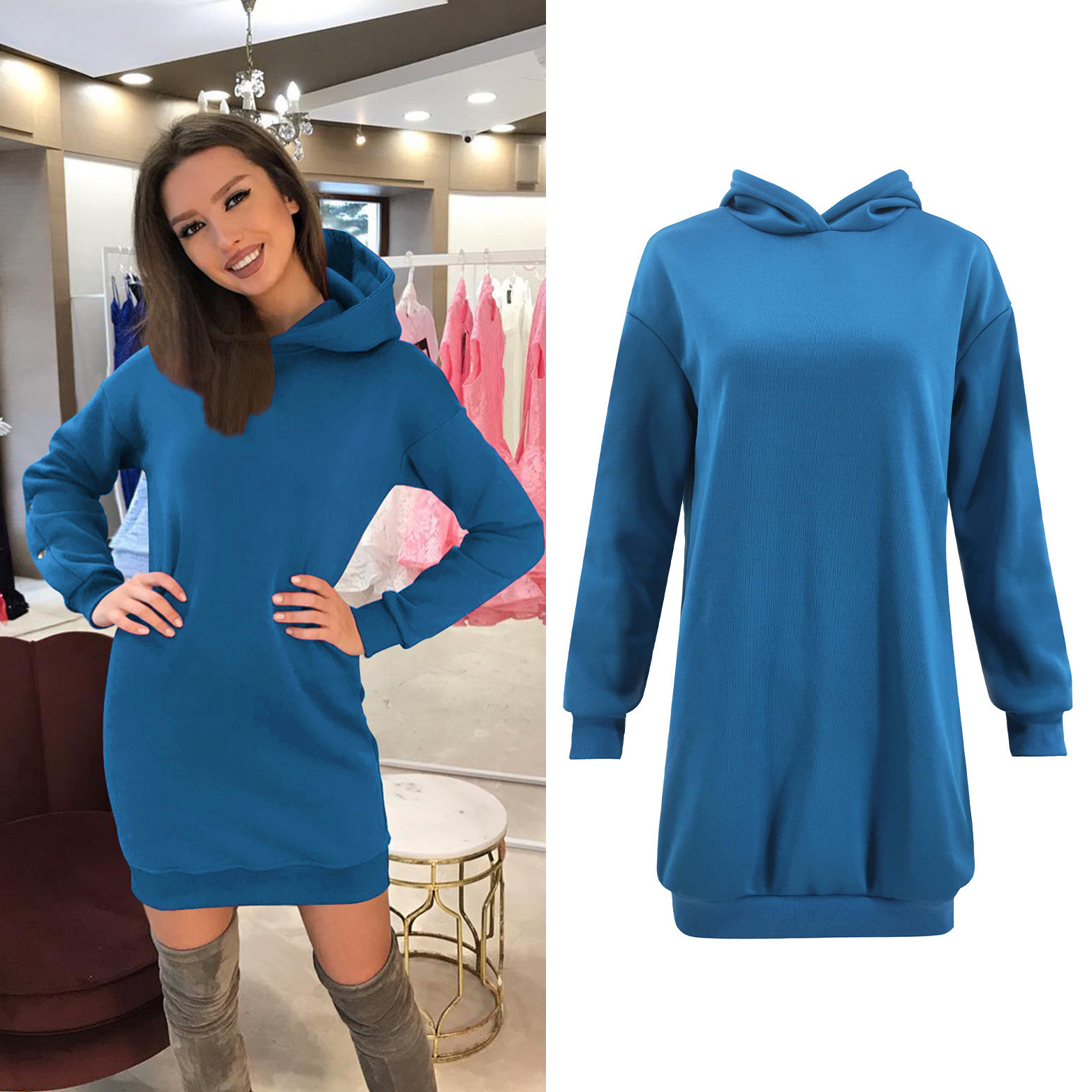 Női sportruha kapucnival több színben