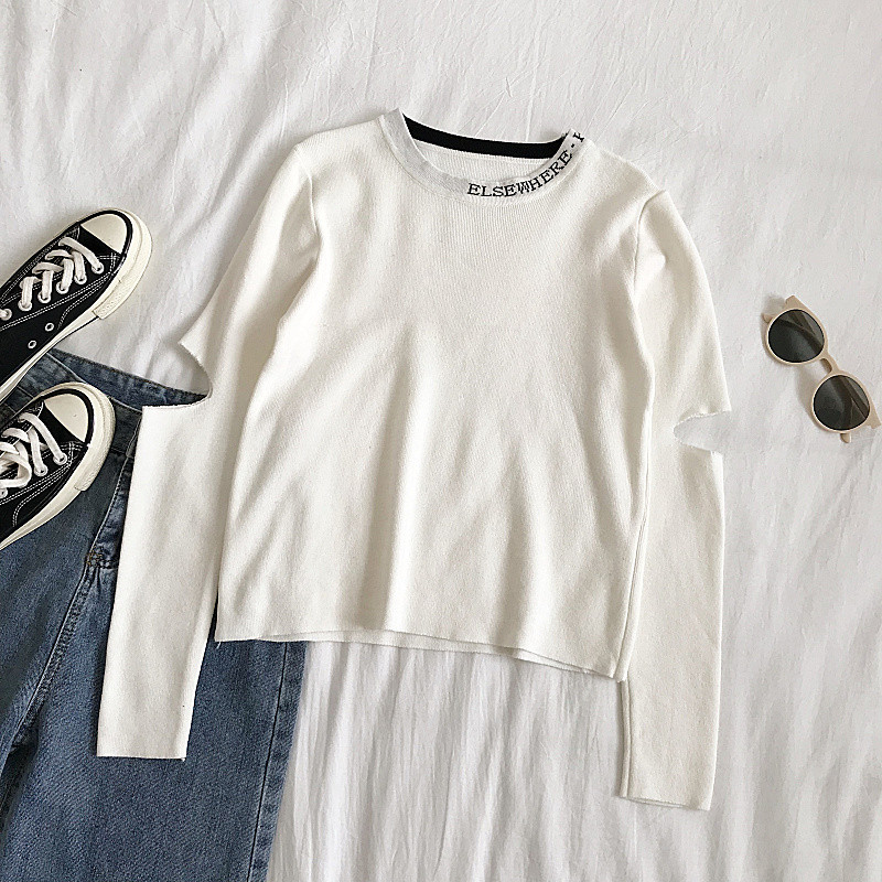 Modern, O-nyakú női pulóver fekete, fehér és zöld színben