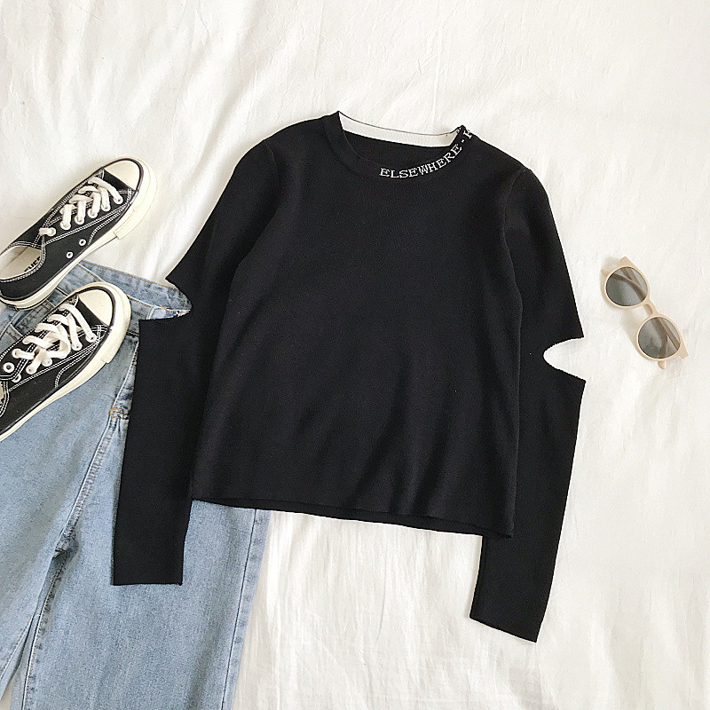 Modern, O-nyakú női pulóver fekete, fehér és zöld színben