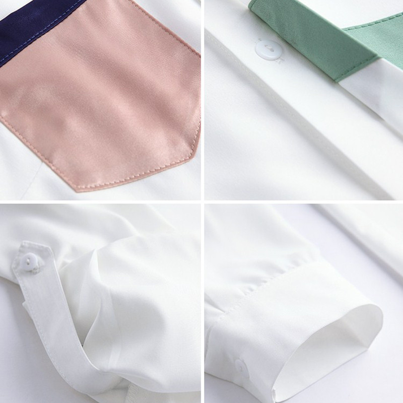 Aktuális női ing színes elemmel, klasszikus gallérral