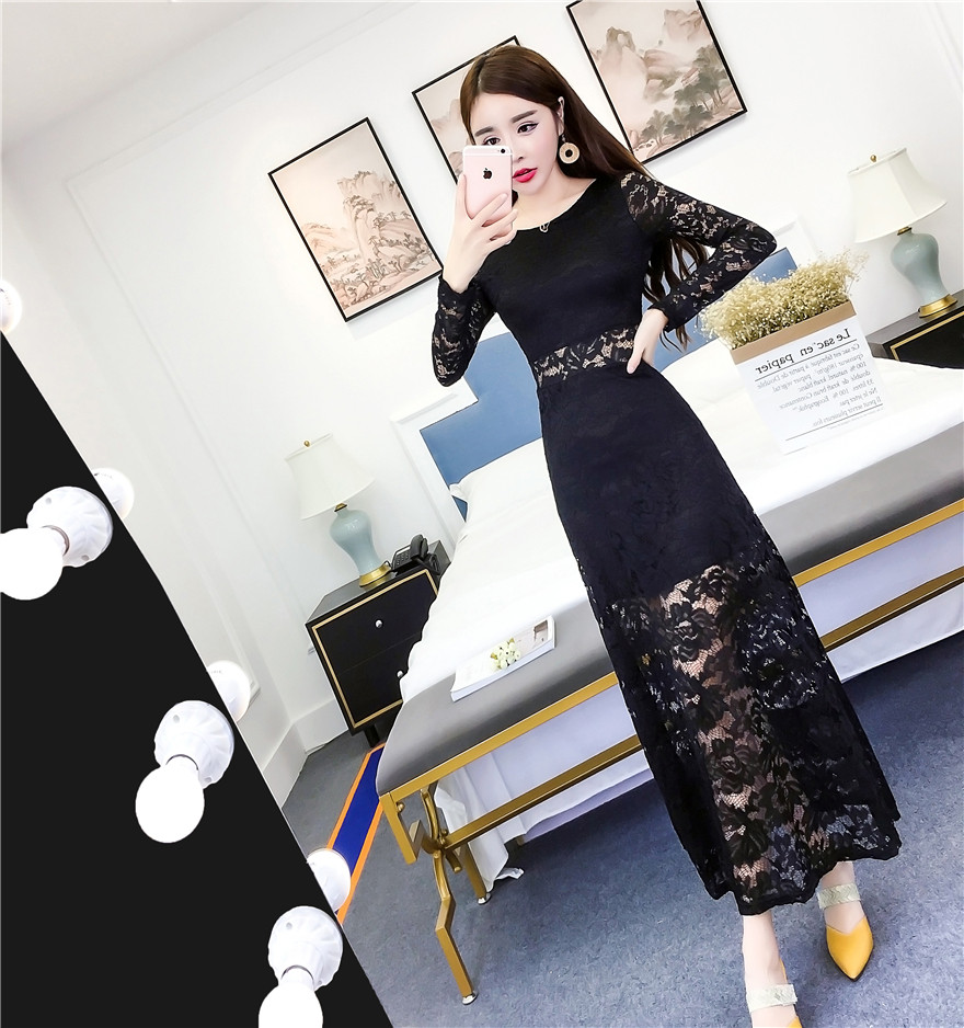 Rochie lunga din dantela eleganta in mai multe culori