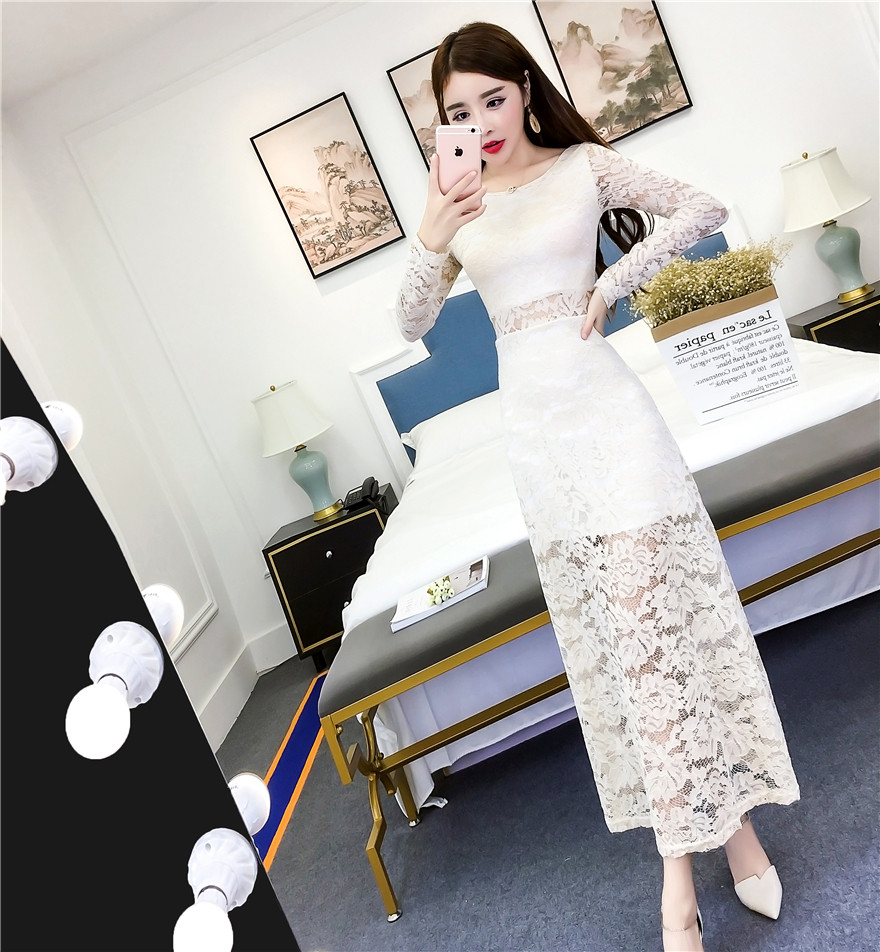 Rochie lunga din dantela eleganta in mai multe culori