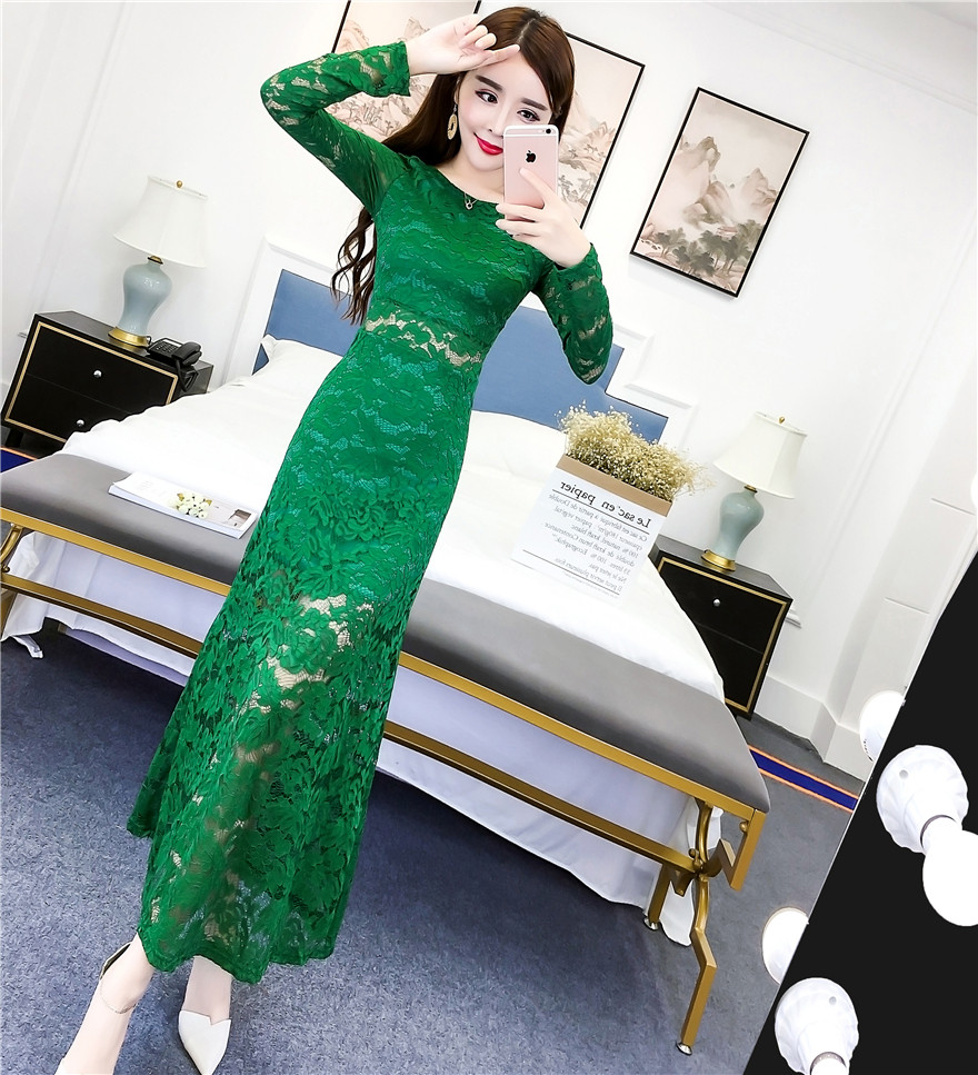 Rochie lunga din dantela eleganta in mai multe culori